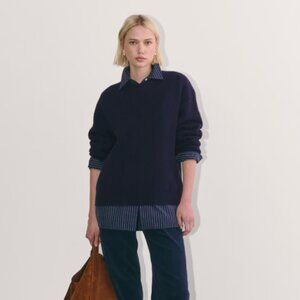 Everlane Cocoon Crew Sweater in Wool Cashmere Navy XS